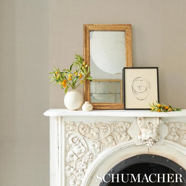 Contemporary Sample - Schumacher Performance Linen Wallpaper in Parchment For Sale - Image 3 of 4