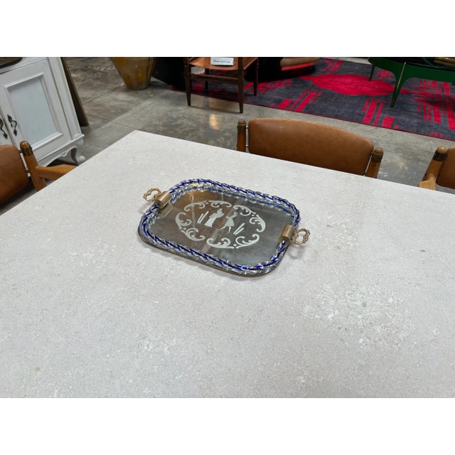 1950s Vintage Italian Decorative Murano and Mirror Tray 1950 For Sale - Image 5 of 7