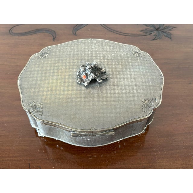 Art Nouveau 800 Silver Jewel Box with Vermeil Interior, Germany, 1890s For Sale - Image 16 of 17