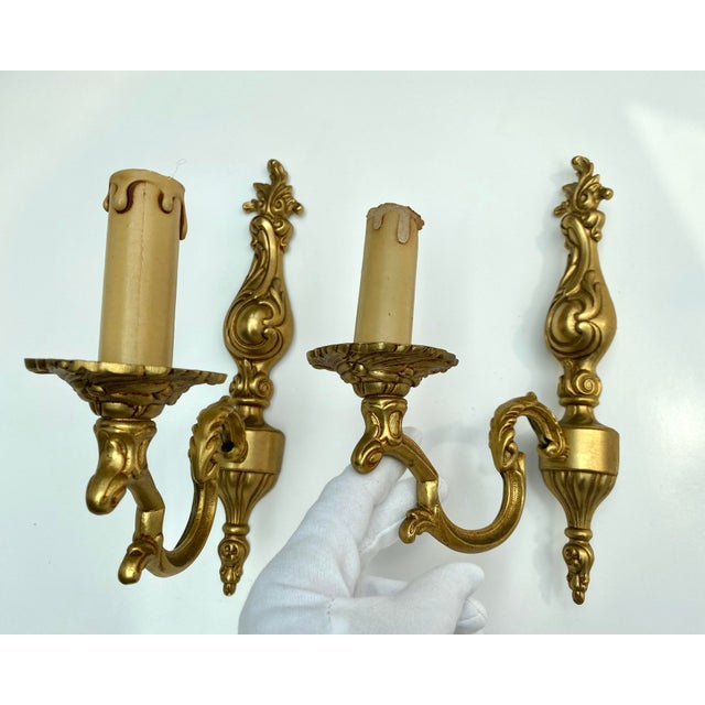 Mid-Century Bronze Wall Sconces, France, 1960s, Set of 2 For Sale - Image 6 of 6