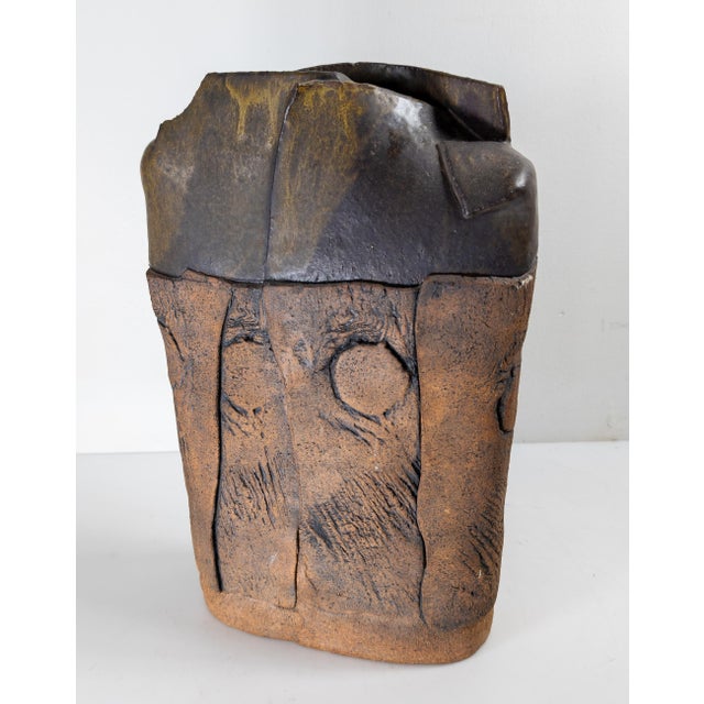 We are selling this cool rustic style art pottery vase. This vase has almost a Faux Bois type rough clay design. The vase...