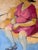 1980s 1980s Vintage Figurative Impressionist Seated Woman Oil on Canvas Painting For Sale - Image 5 of 11