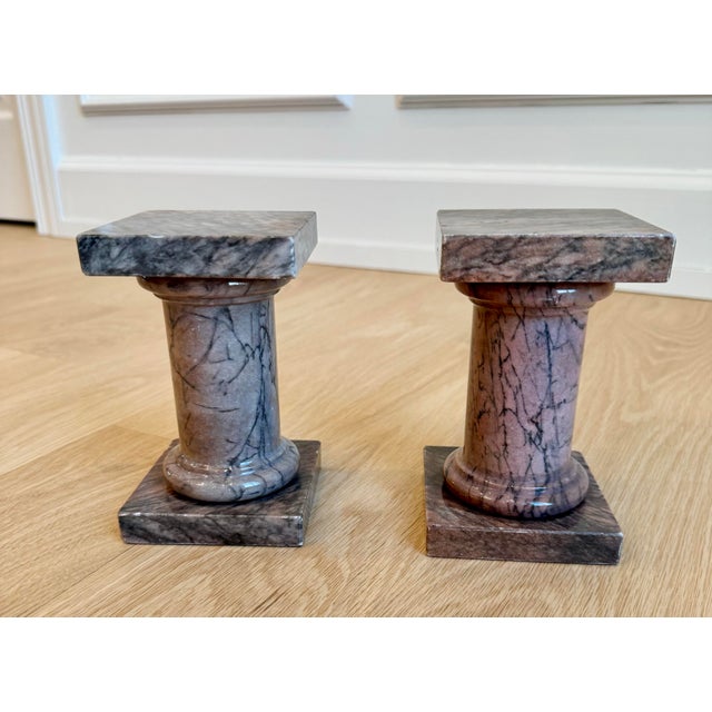 1950s Rare Italian Breccia Pernice Marble Column Bookends - Pair For Sale - Image 4 of 8