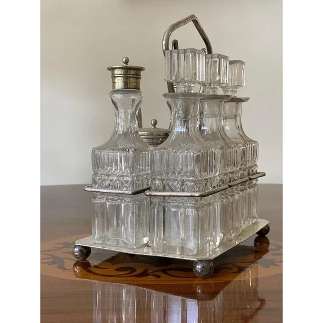 Crystal & Silver Condiment Set with Shield & Coat of Arms, Set of 7 For Sale - Image 4 of 9