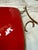 Modern Arlecchino Milano Red Serving Tray With Brass Handles For Sale - Image 3 of 9