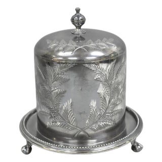 Antique Victorian Silver Plated Biscuit Box Caddy by James Deakin & Sons 1890 For Sale