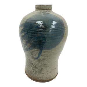 Signed Glazed Pottery Vase in Asian Style Dated 1976