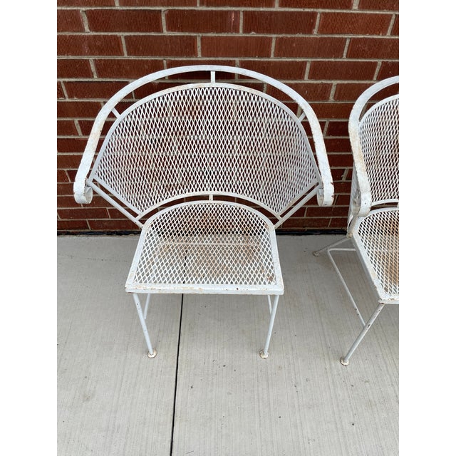 1960s Set of 4 Attributed Woodard Salterini MCM Barrel Back Patio Dining Chairs For Sale - Image 4 of 11