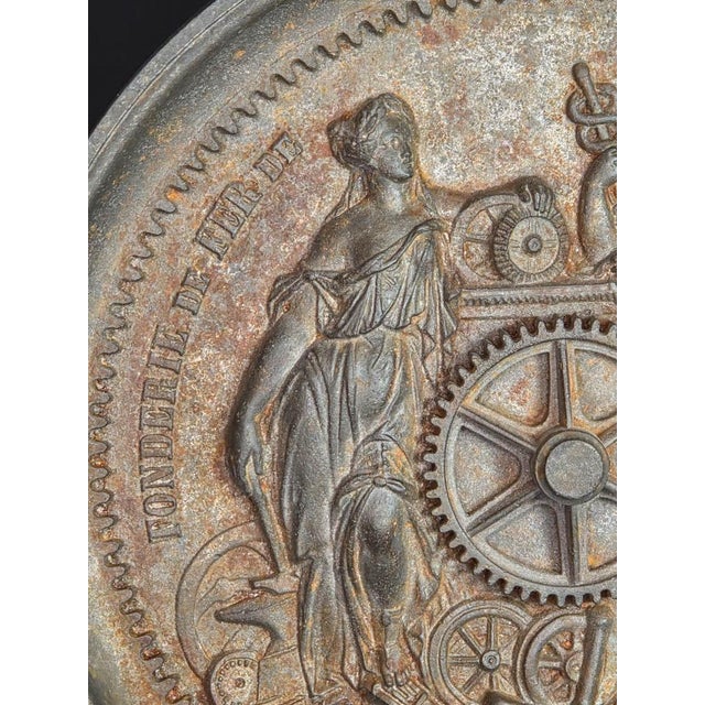 Industrial Antique Cast Iron 1853 Wall Hung Allegorical Plaque For Sale - Image 3 of 12