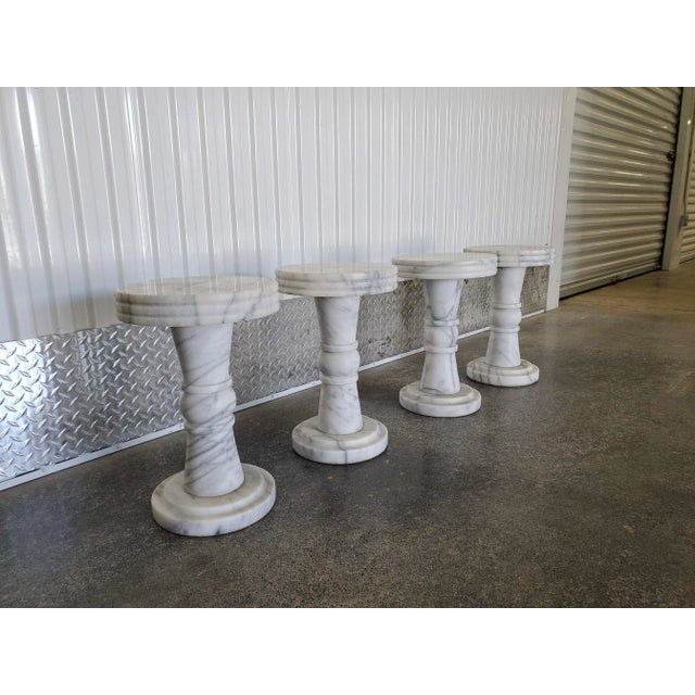 1960s 1960s Vintage Italian Carrera Marble Garden Stools- Set of 4 For Sale - Image 5 of 12