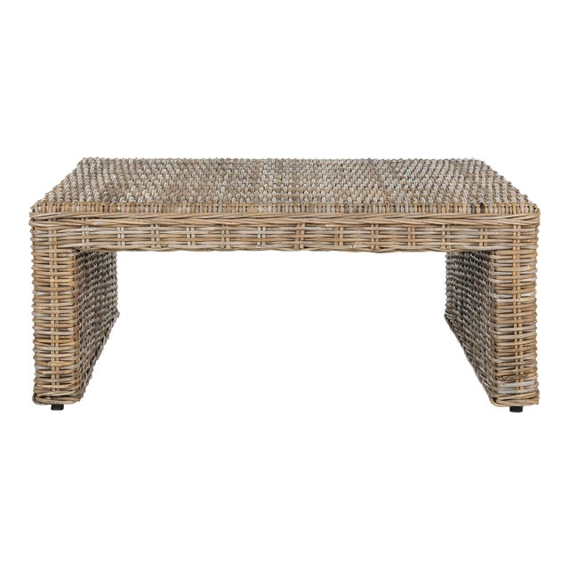 Carroll Wicker Coffee Table in Natural For Sale
