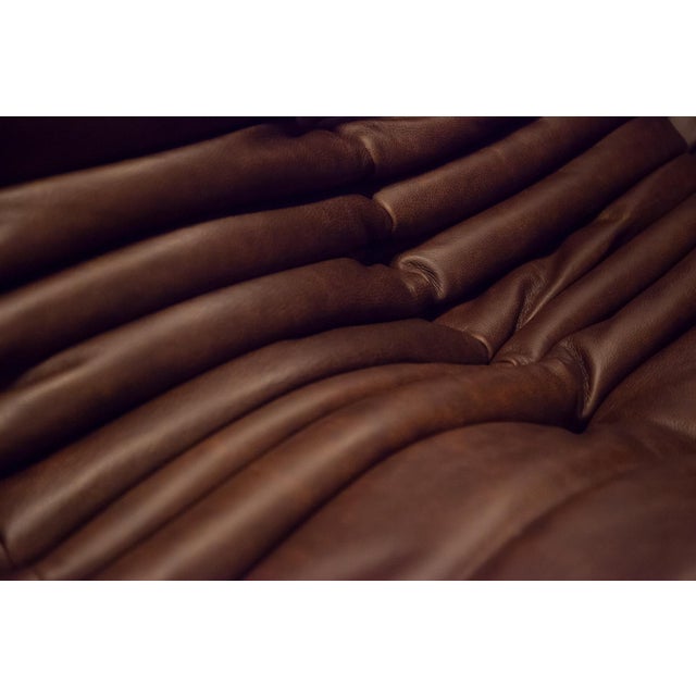 Chocolate Brown Leather Togo Sofa, 1970s, Set of 5 For Sale - Image 9 of 12