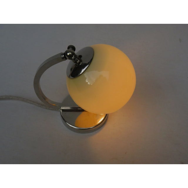 Bauhaus Nickel-Plated Bedside Lamp with Beige Cased Glass, 1930s For Sale - Image 9 of 18