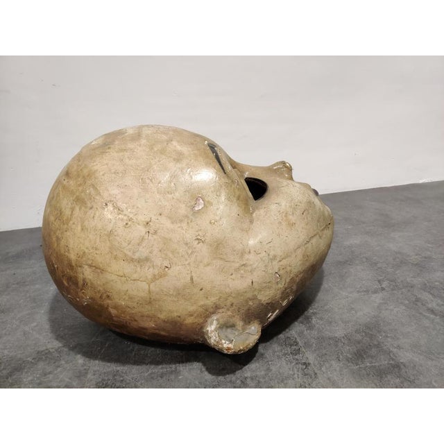 Wood Large Antique Papier Mache Carnival Masks, 1900s, Set of 2 For Sale - Image 7 of 14