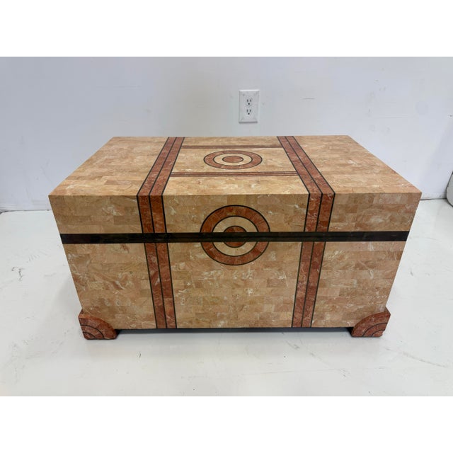 Metal 1980's Large Decorative Tessellated Stone Trunk by Maitland Smith For Sale - Image 7 of 9