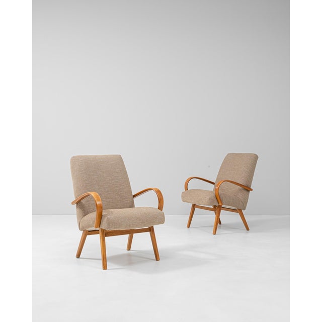 1950s Czech Upholstered Armchairs By J. Halabala - A Pair For Sale - Image 16 of 18