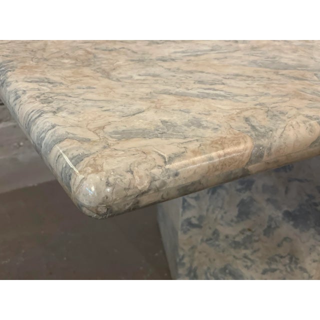 Postmodern 1980s Blue Gray Marble Vintage Postmodern Dining Table For Sale - Image 3 of 13