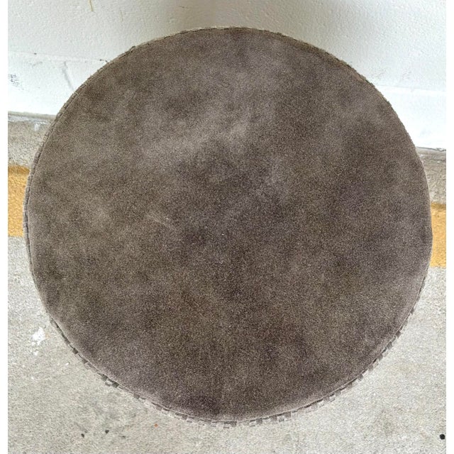 Original retail $1480, stylish Made Goods Modern Hand Woven Gay Suede Ellington Stool, showroom floor sample