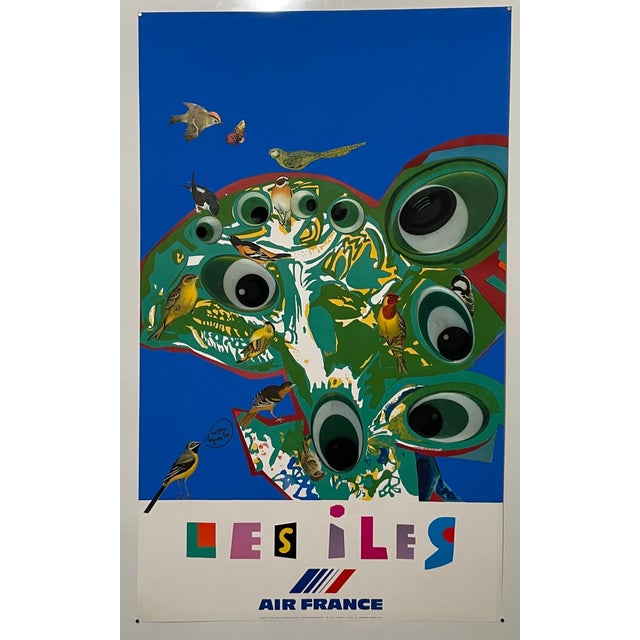 Vintage French Travel Poster, Air France Roger Bezombes (1913-1994) French Bezombes was a painter, sculptor, medalist, and...