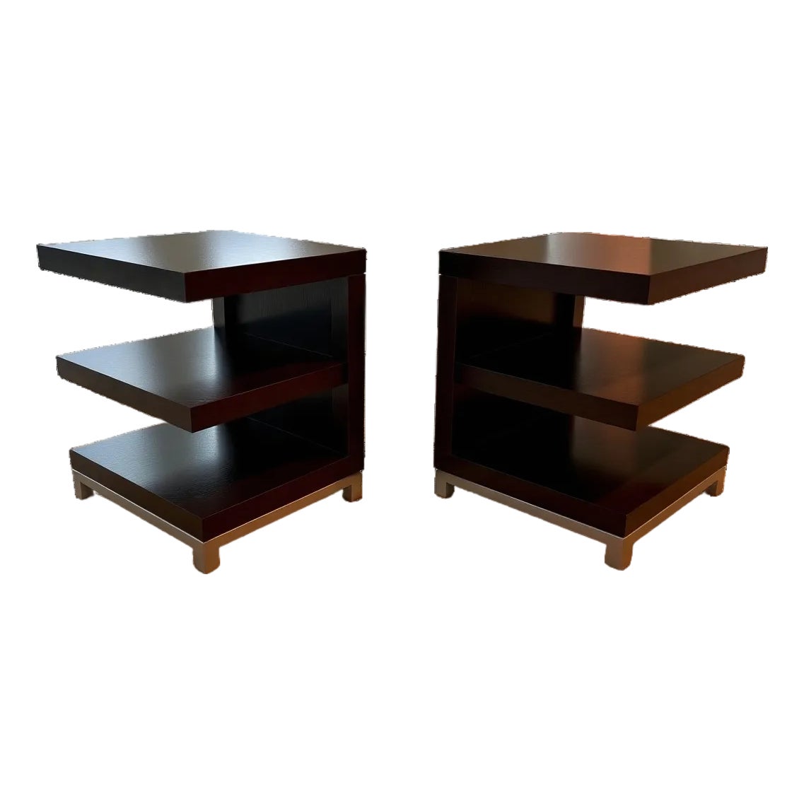 Stunning Minimalist Three Tiered Rectangle End/Side Tables | Chairish