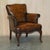 Set of Art Deco Hand Dyed Cigar Brown Leather Club Armchairs For Sale - Image 18 of 18
