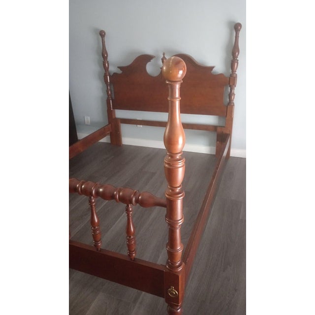 Wood Vintage Keller Solid Charry Queen Headboard, Footboard and Rails For Sale - Image 7 of 13