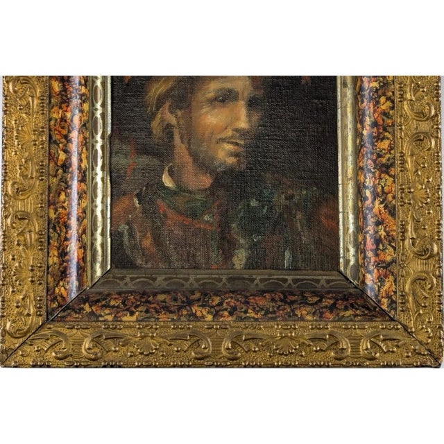 Antique French Style Oil on Canvas Miniature Portrait of a Man in Historical Costume For Sale - Image 4 of 9