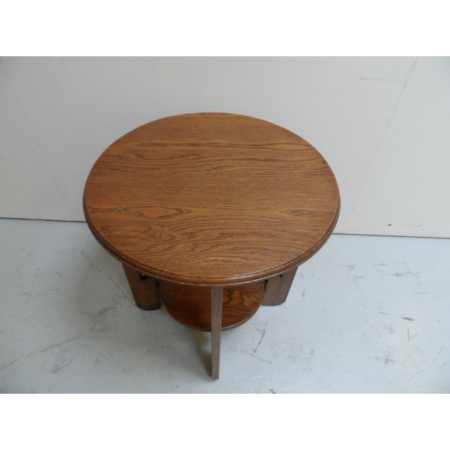 Art Deco Oak Round Coffee Table, 1930s For Sale - Image 3 of 10