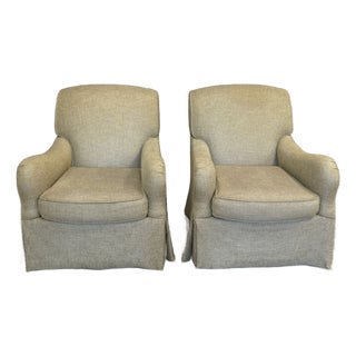 Pair of Woven Olive Lee Industries Club Chairs For Sale