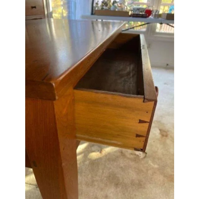 Mid 20th Century Wooden Mission Style Writing Desk With Single Drawer For Sale - Image 6 of 11