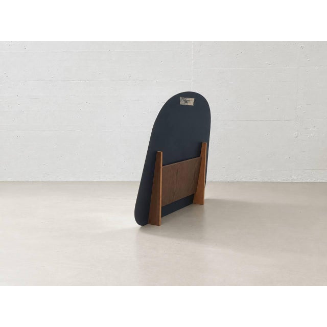 Mid-Century Organically Shaped Standing Mirror with Wooden Frame For Sale - Image 5 of 14