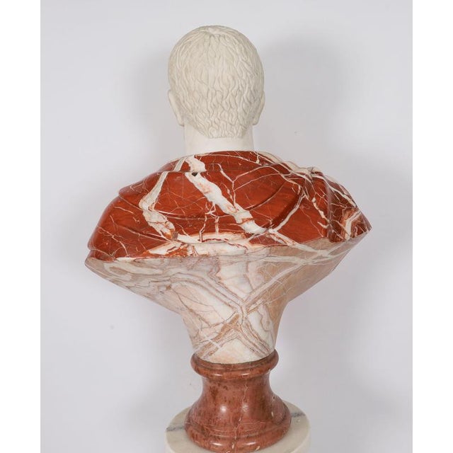 Vintage Portrait Bust of Roman Emperor Otho on Pedestal, 20th Century, Carrara For Sale - Image 11 of 18