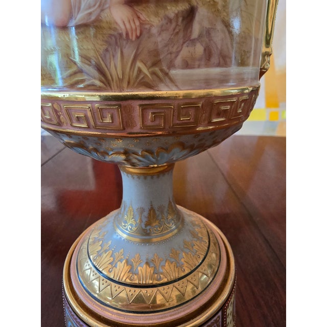 Antique Original Signed Pink Royal Vienna Museum Urn For Sale - Image 9 of 12