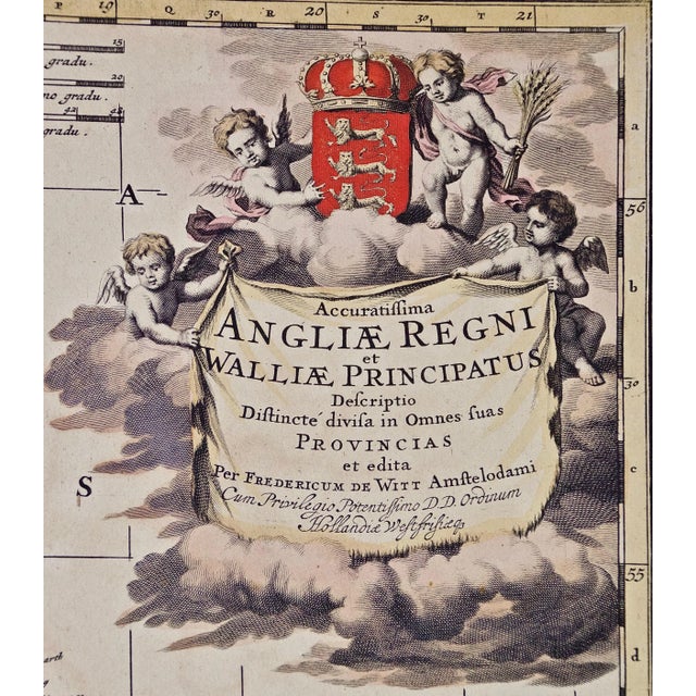 17th Century Large 17th Century Hand Colored Map of England and the British Isles by de Wit For Sale - Image 5 of 11