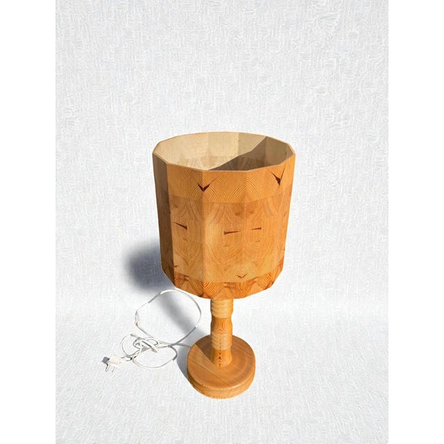 Large Modern Swedish Pine Table Lamp, 1960s For Sale - Image 3 of 9