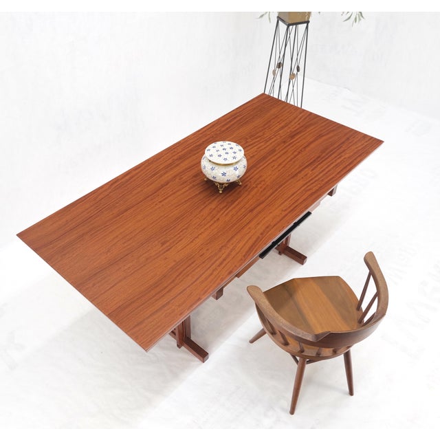 Arts and Crafts Style Solid Teak Partner's Desk, Architectural Studio Made For Sale - Image 6 of 18