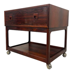 1970s Vintage Danish Modern Rosewood Side Table on Casters. Uk Import
