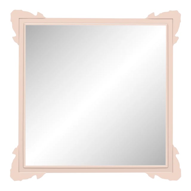 Fleur Home Garden District Napoleon Square Mirror in Pink Ground, 48x48 For Sale