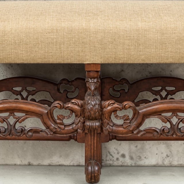 Early 20th-C. Neo-Classical Style Carved Mahogany Bench With Eagles For Sale In Atlanta - Image 6 of 7