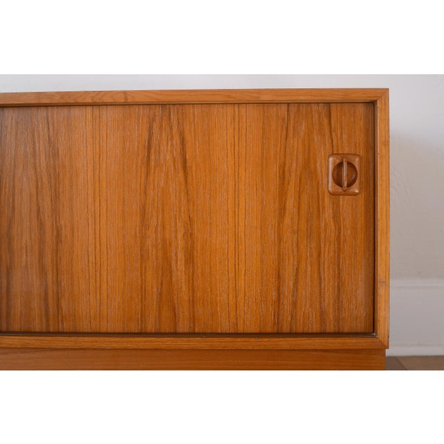 Vintage Danish Modern Teak Credenza With Vinyl Record Storage on Plinth Base For Sale - Image 10 of 14