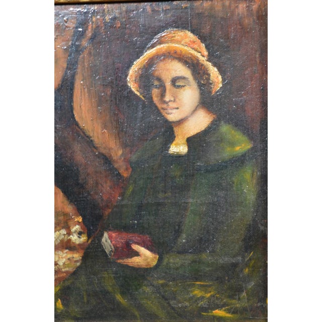 French School, 20th Century “The Reader” Oil on panel Panel size: approx. 8.3" x 10.8" (21 x 27.5 cm) With frame: approx....