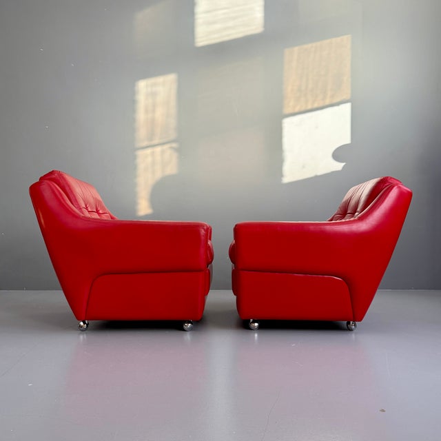 Animal Skin Mid-Century Leather Armchairs, 1970s, Set of 2 For Sale - Image 7 of 11