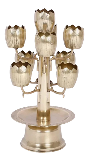 Midcentury Brass Tulip or Lotus Candleholder