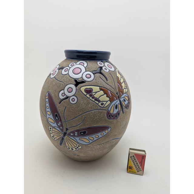 Large, bulbous vase in the transitional style between Art Nouveau and Art Deco, circa 1920, model number on the bottom...