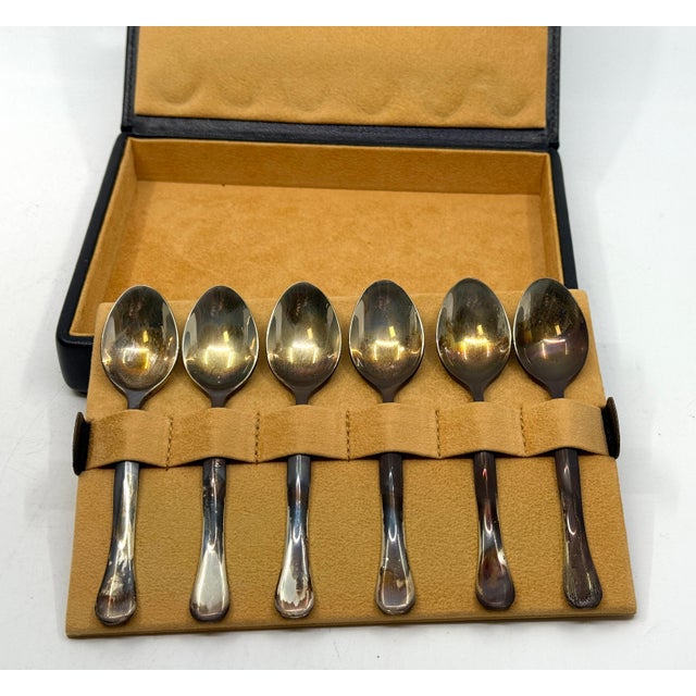 Metal Early 20th Century Boxed Bulgari Rosenthal Eccentrica Eccentria Sterling Silver Spoons - Set of 6 For Sale - Image 7 of 13