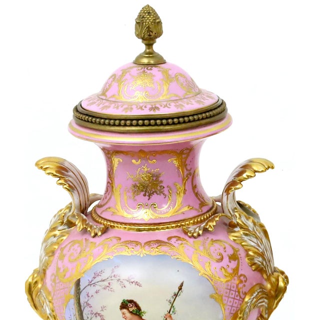 Impressive 19th Century French Sèvres Style Ormolu Mounted Porcelain Covered Urn For Sale - Image 10 of 14