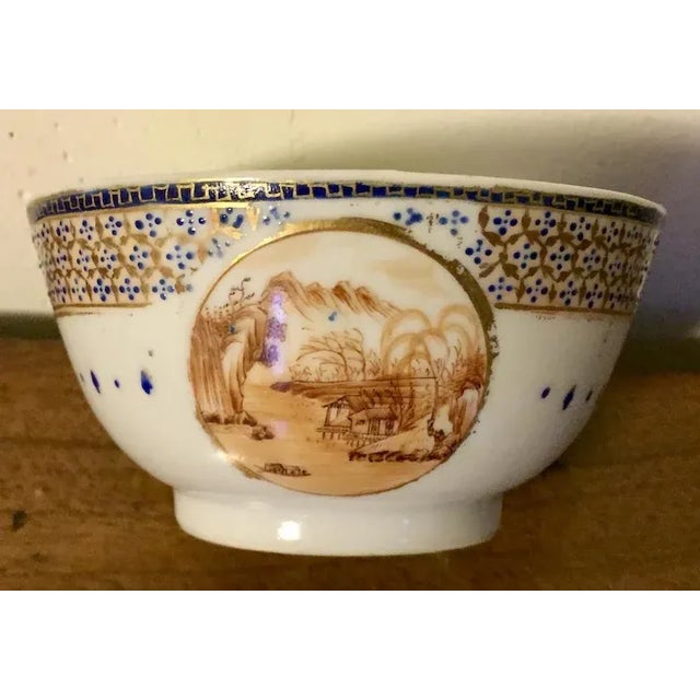 Chinese Antique Early 19th Century Chinese Export Porcelain Tea Cup Decorated with Sepia Landscape For Sale - Image 3 of 11