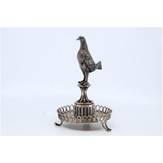 Silver Toothpick Holder with Bird on Top, in Very Good conditions. Designed 1920 to 1949 This piece has an attribution...