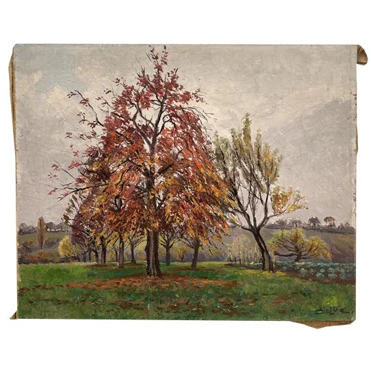 John Henri Deluc, Verger en automne, Hermance, 1939, Oil on Canvas For Sale