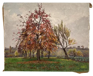 John Henri Deluc, Verger en automne, Hermance, 1939, Oil on Canvas